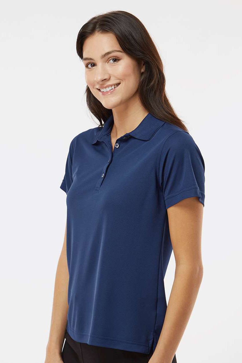 Paragon 104 Womens Saratoga Performance Moisture Wicking Mini Mesh Short Sleeve Polo Shirt Navy Blue Model Side
