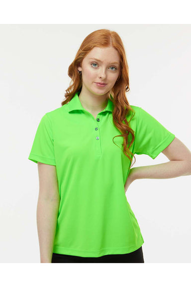 Paragon 104 Womens Saratoga Performance Mini Mesh Short Sleeve Polo Shirt Neon Lime Green Model Front