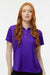 Paragon 104 Womens Saratoga Performance Moisture Wicking Mini Mesh Short Sleeve Polo Shirt Purple Model Front