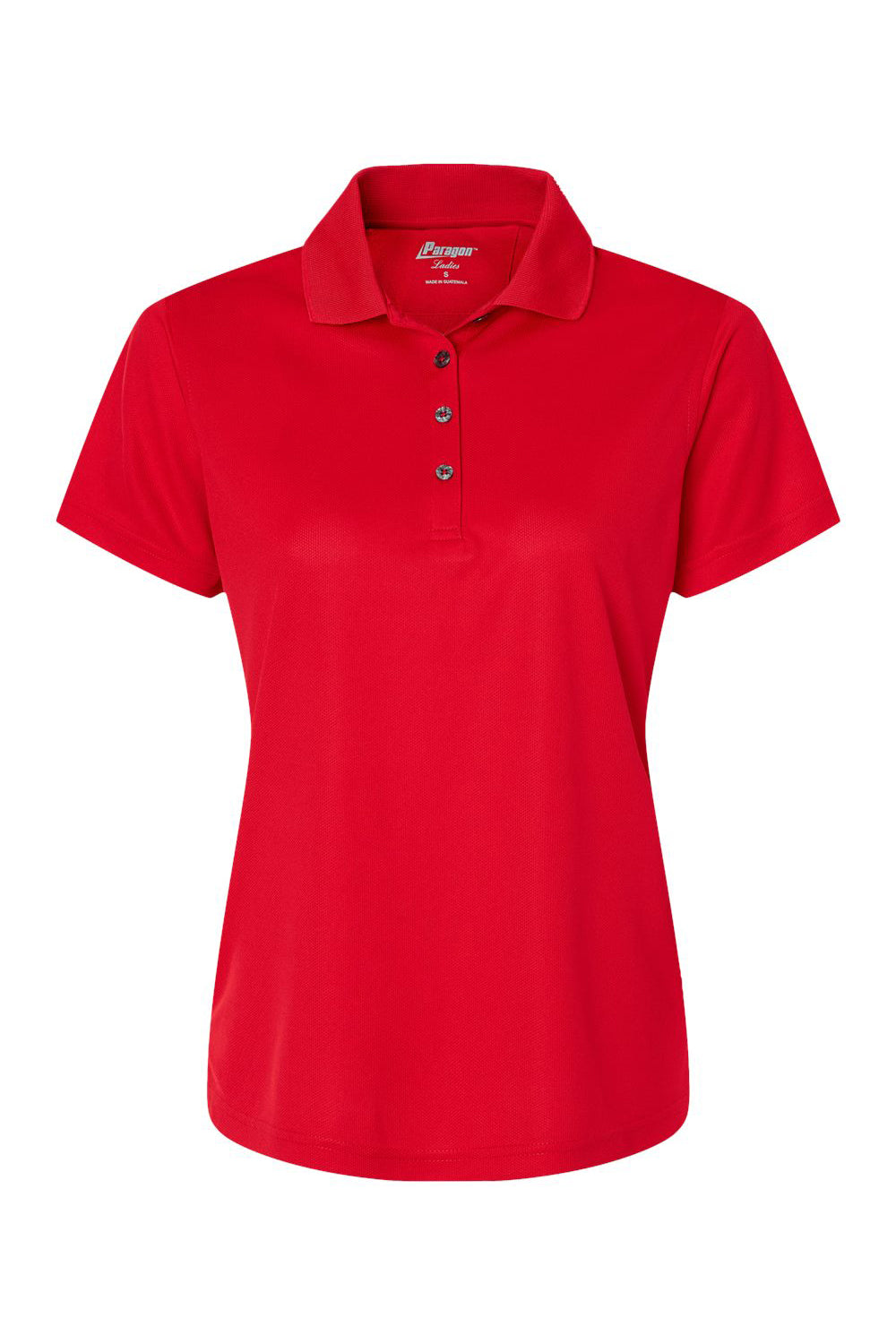 Paragon 104 Womens Saratoga Performance Mini Mesh Short Sleeve Polo Shirt Red Flat Front