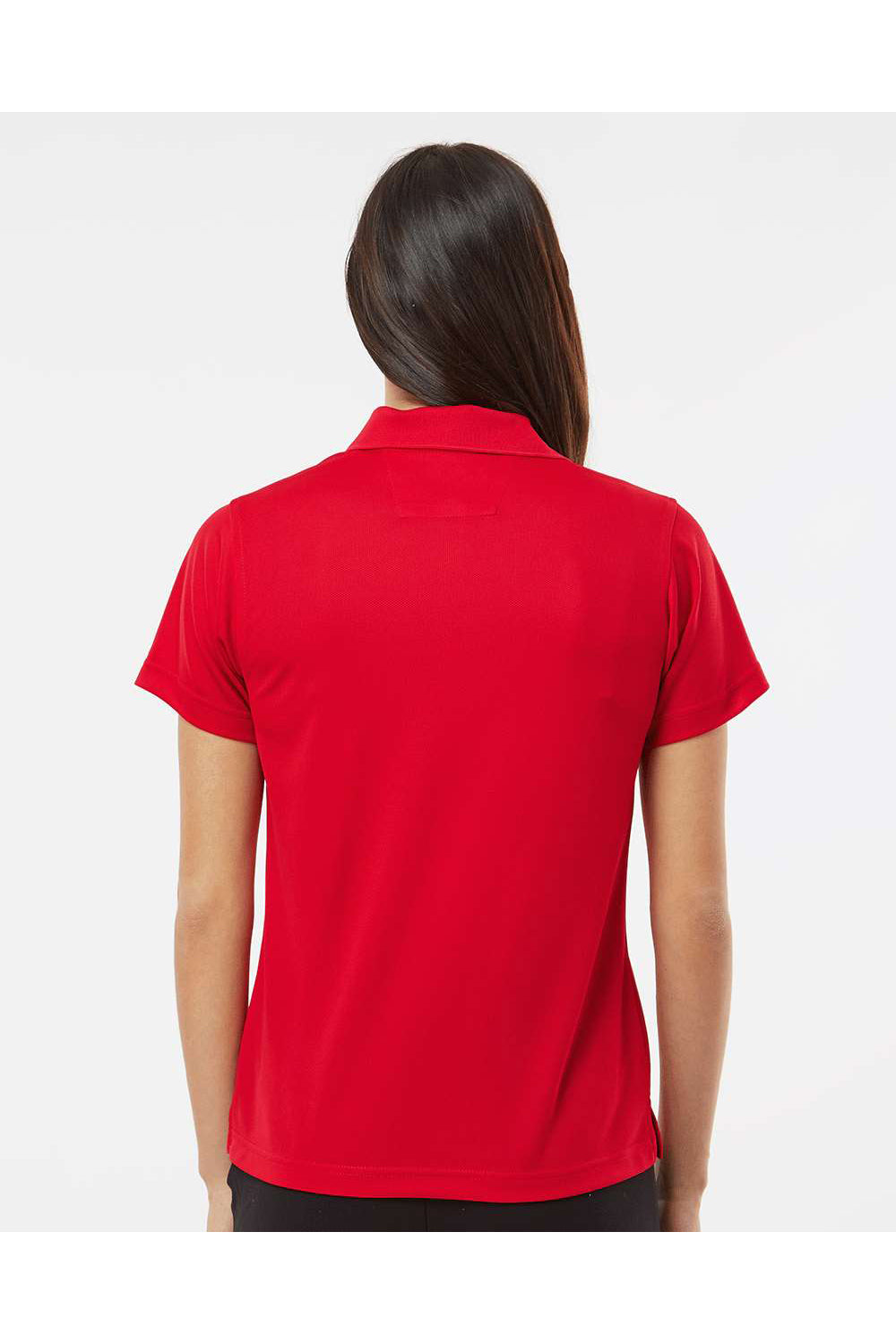 Paragon 104 Womens Saratoga Performance Mini Mesh Short Sleeve Polo Shirt Red Model Back