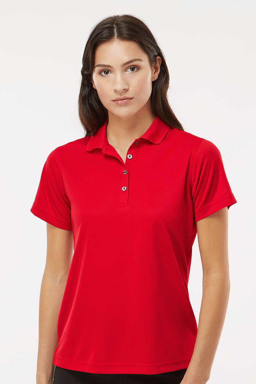 Paragon 104 Womens Saratoga Performance Moisture Wicking Mini Mesh Short Sleeve Polo Shirt Red Model Front