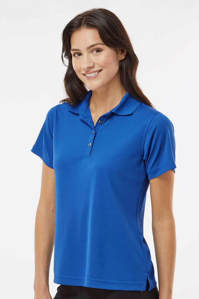 Paragon 104 Womens Saratoga Performance Moisture Wicking Mini Mesh Short Sleeve Polo Shirt Royal Blue Model Side
