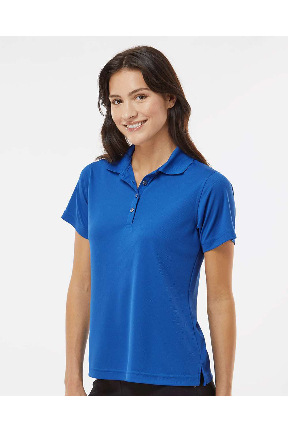 Paragon 104 Womens Saratoga Performance Mini Mesh Short Sleeve Polo Shirt Royal Blue Model Side