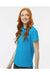 Paragon 104 Womens Saratoga Performance Mini Mesh Short Sleeve Polo Shirt Turquoise Blue Model Side