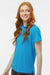 Paragon 104 Womens Saratoga Performance Moisture Wicking Mini Mesh Short Sleeve Polo Shirt Turquoise Blue Model Side