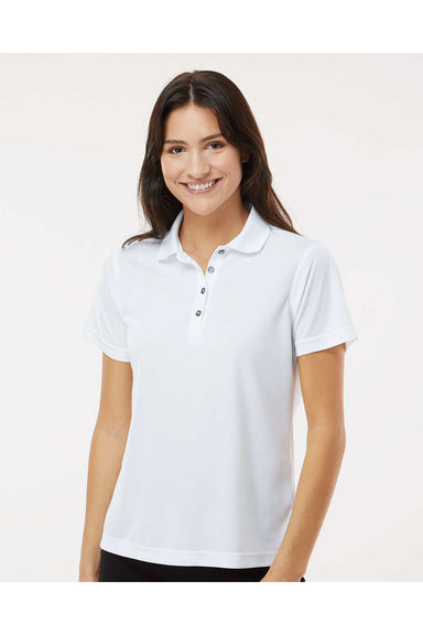 Paragon 104 Womens Saratoga Performance Mini Mesh Short Sleeve Polo Shirt White Model Front