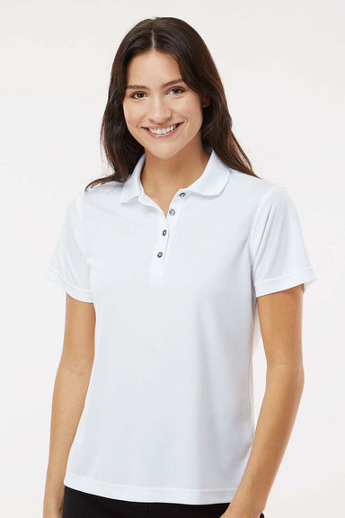 Paragon 104 Womens Saratoga Performance Moisture Wicking Mini Mesh Short Sleeve Polo Shirt White Model Front