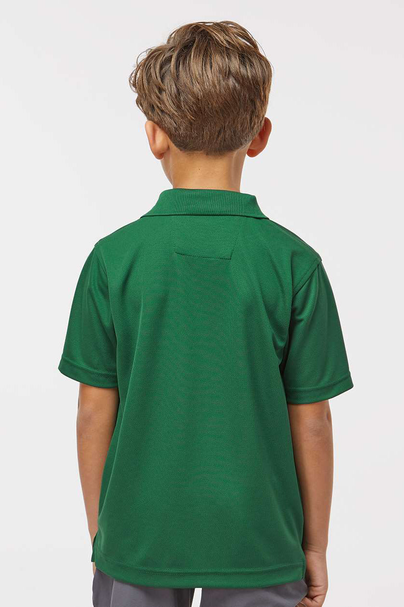 Paragon 108Y Youth Saratoga Performance Moisture Wicking Mini Mesh Short Sleeve Polo Shirt Hunter Green Model Back