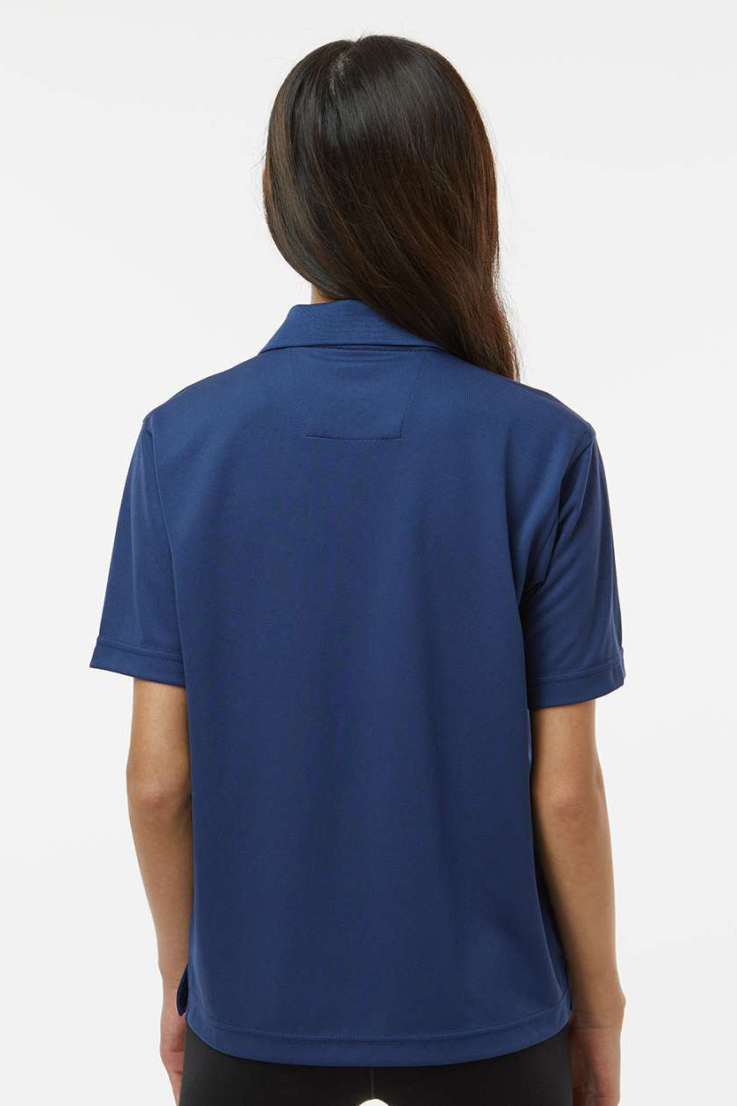 Paragon 108Y Youth Saratoga Performance Moisture Wicking Mini Mesh Short Sleeve Polo Shirt Navy Blue Model Back