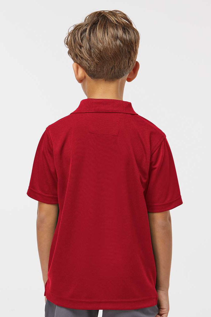 Paragon 108Y Youth Saratoga Performance Moisture Wicking Mini Mesh Short Sleeve Polo Shirt Red Model Back
