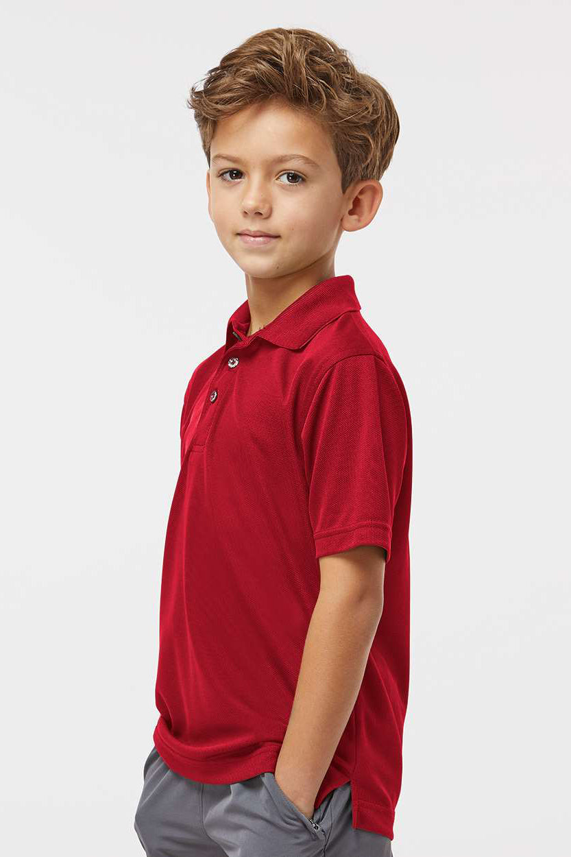 Paragon 108Y Youth Saratoga Performance Moisture Wicking Mini Mesh Short Sleeve Polo Shirt Red Model Side