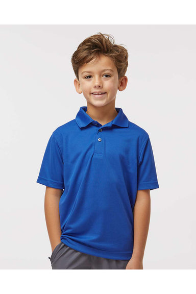 Paragon 108Y Youth Saratoga Performance Mini Mesh Short Sleeve Polo Shirt Royal Blue Model Front