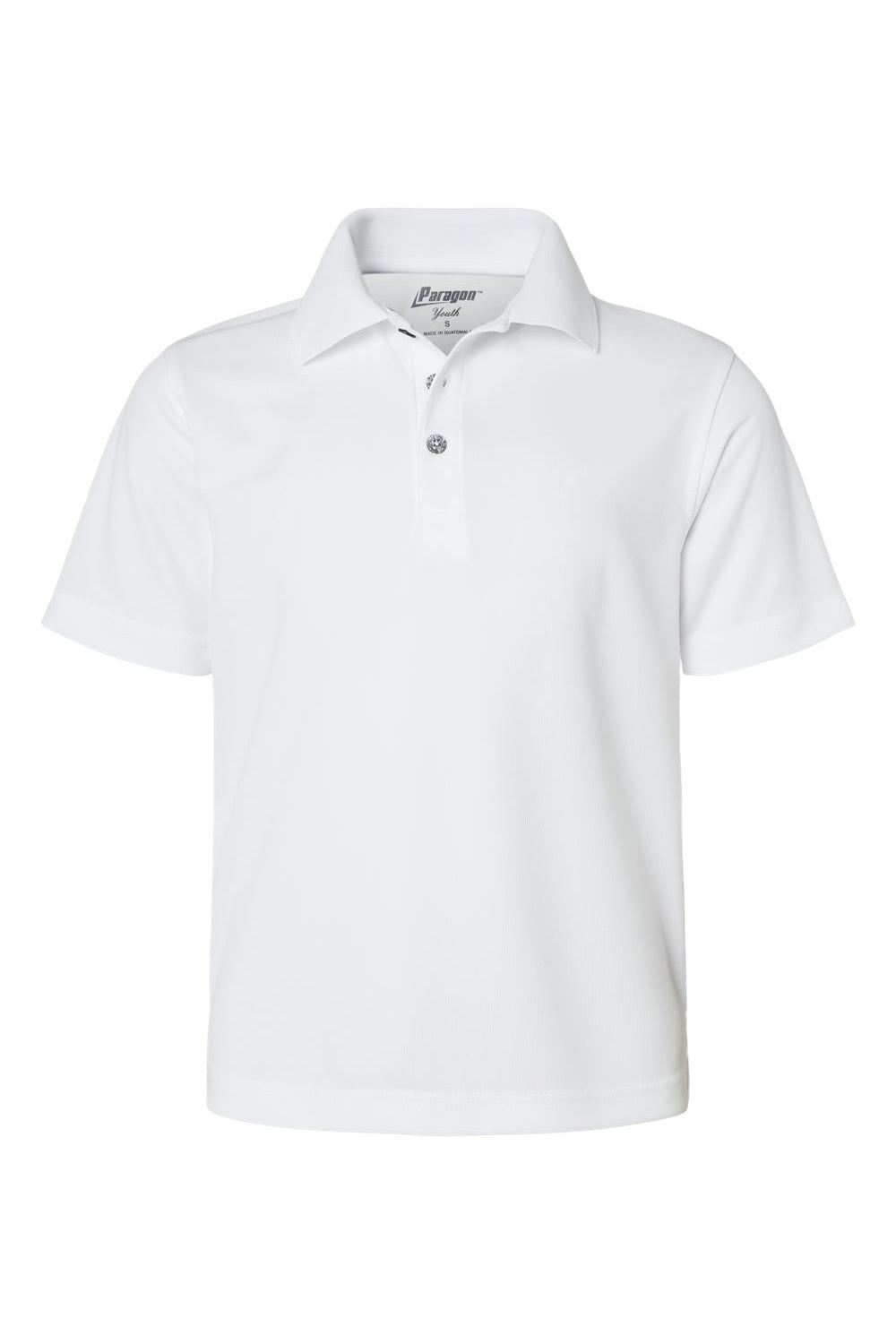Paragon 108Y Youth Saratoga Performance Moisture Wicking Mini Mesh Short Sleeve Polo Shirt White Flat Front