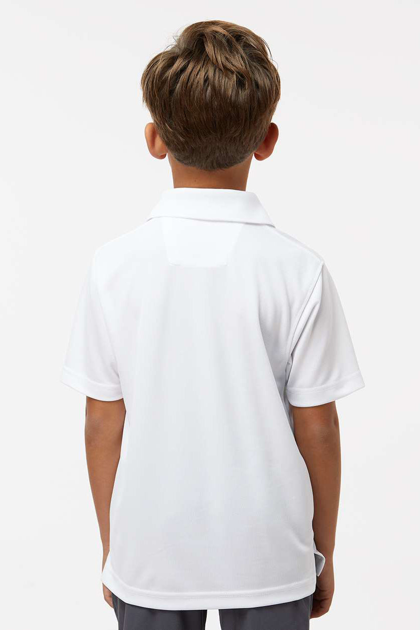 Paragon 108Y Youth Saratoga Performance Moisture Wicking Mini Mesh Short Sleeve Polo Shirt White Model Back