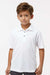 Paragon 108Y Youth Saratoga Performance Moisture Wicking Mini Mesh Short Sleeve Polo Shirt White Model Front