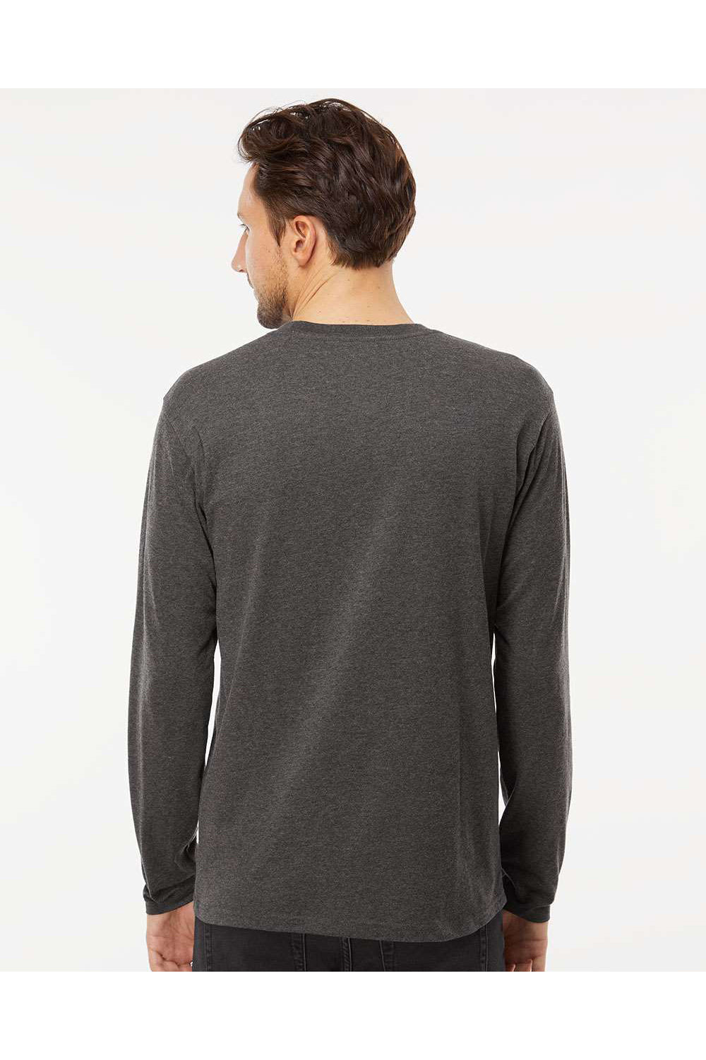 Kastlfel 2016 Mens RecycledSoft Long Sleeve Crewneck T-Shirt Carbon Grey Model Back