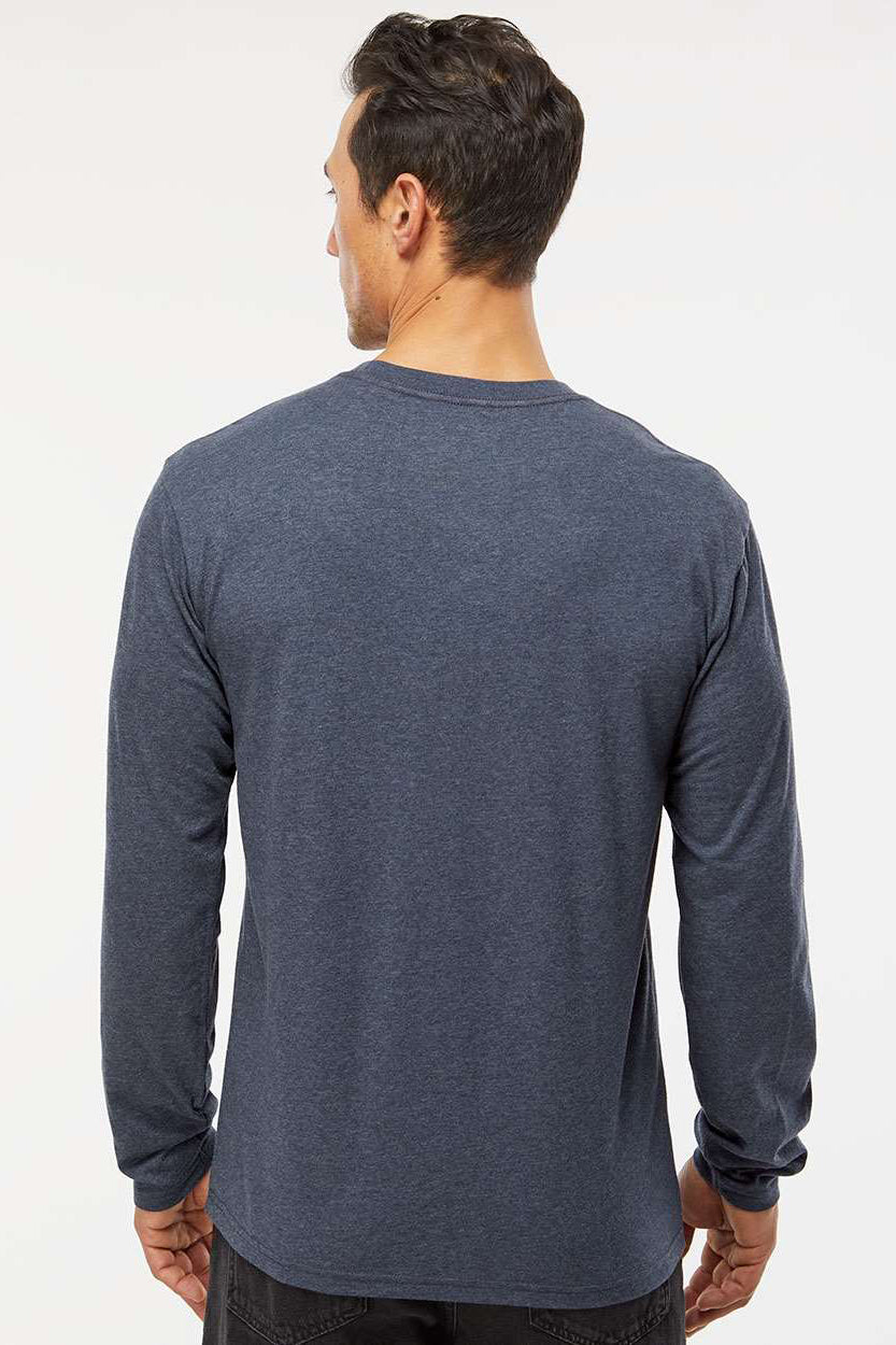 Kastlfel 2016 Mens Recycled Soft Long Sleeve Crewneck T-Shirt Midnight Blue Model Back