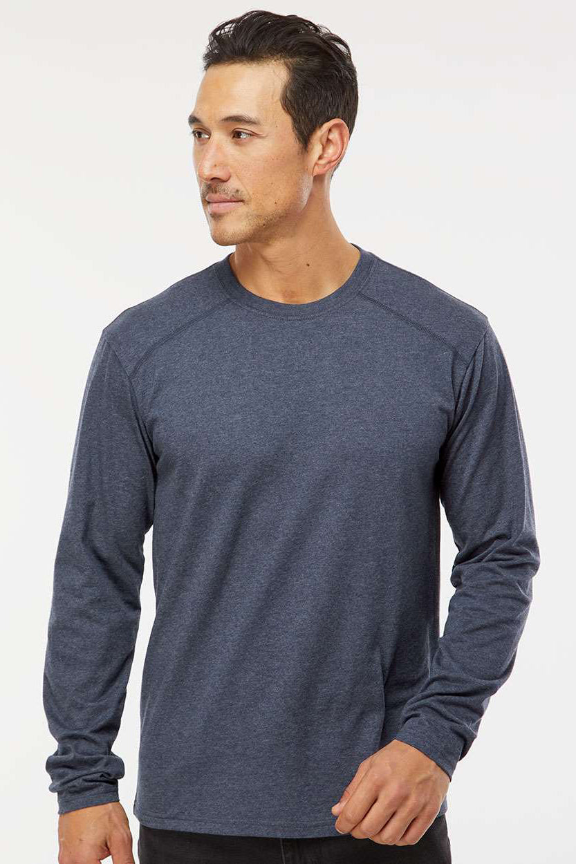 Kastlfel 2016 Mens Recycled Soft Long Sleeve Crewneck T-Shirt Midnight Blue Model Front