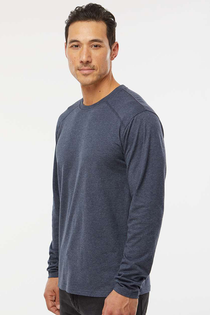 Kastlfel 2016 Mens Recycled Soft Long Sleeve Crewneck T-Shirt Midnight Blue Model Side