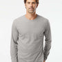 Kastlfel Mens Recycled Soft Long Sleeve Crewneck T-Shirt - Steel Grey - NEW