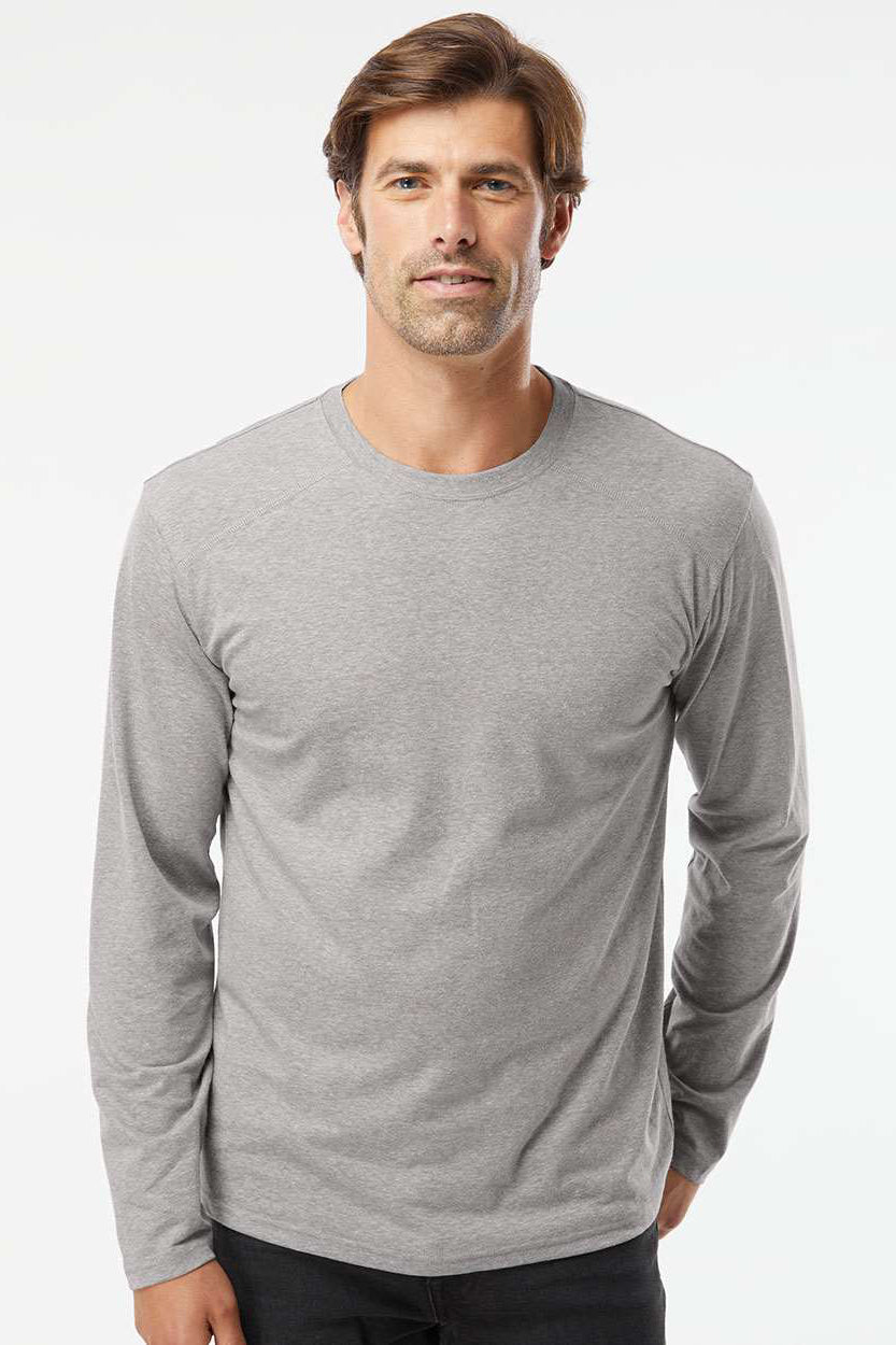 Kastlfel 2016 Mens Recycled Soft Long Sleeve Crewneck T-Shirt Steel Grey Model Front