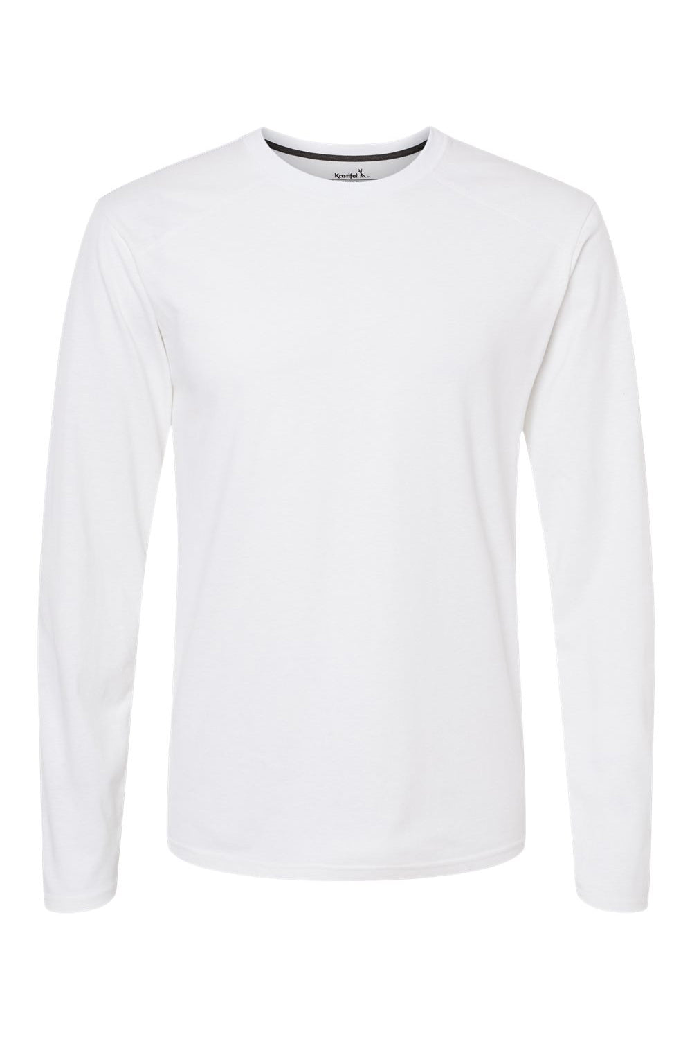 Kastlfel 2016 Mens Recycled Soft Long Sleeve Crewneck T-Shirt White Flat Front