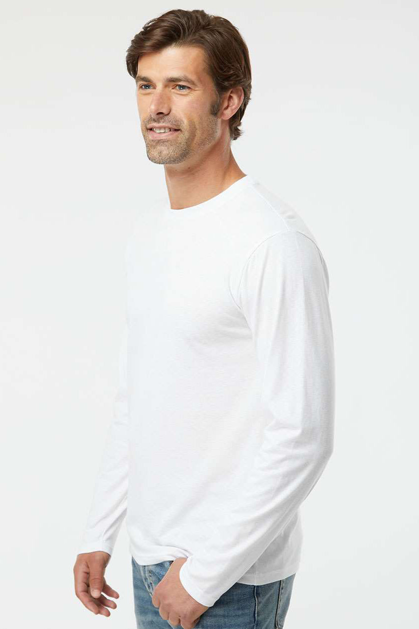 Kastlfel 2016 Mens Recycled Soft Long Sleeve Crewneck T-Shirt White Model Side