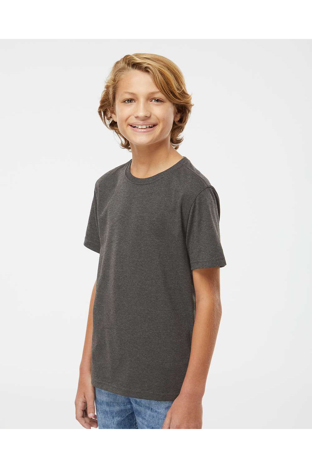 Kastlfel 2015 Youth RecycledSoft Short Sleeve Crewneck T-Shirt Carbon Grey Model Side