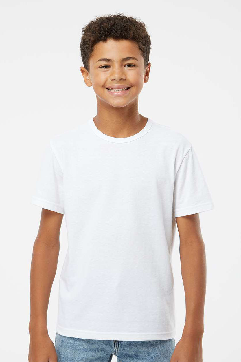 Kastlfel 2015 Youth Recycled Soft Short Sleeve Crewneck T-Shirt White Model Front