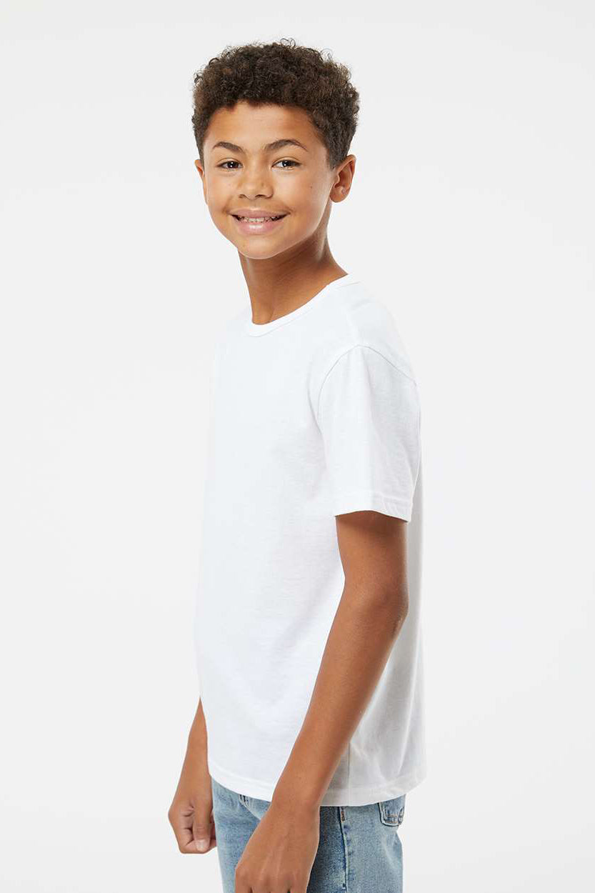 Kastlfel 2015 Youth Recycled Soft Short Sleeve Crewneck T-Shirt White Model Side