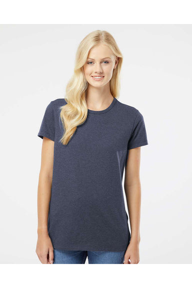 Kastlfel 2021 Womens RecycledSoft Short Sleeve Crewneck T-Shirt Midnight Blue Model Front