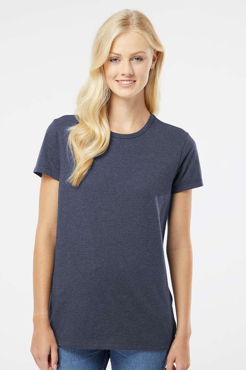 Kastlfel 2021 Womens Recycled Soft Short Sleeve Crewneck T-Shirt Midnight Blue Model Front