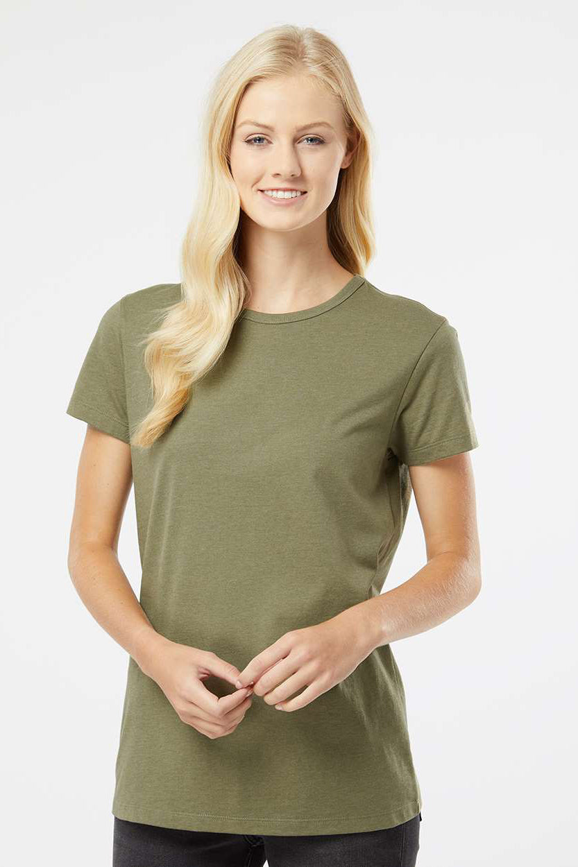 Kastlfel 2021 Womens Recycled Soft Short Sleeve Crewneck T-Shirt Moss Green Model Front