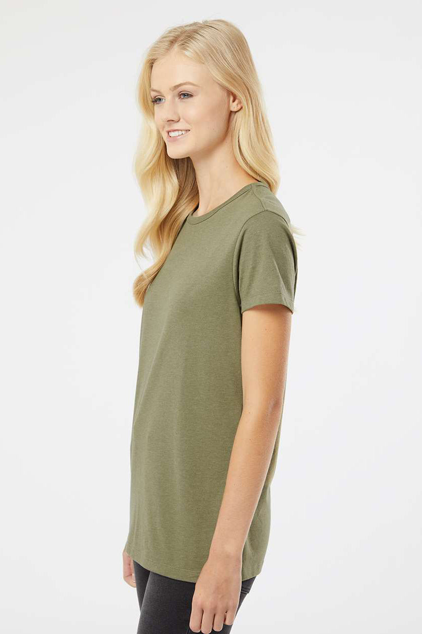Kastlfel 2021 Womens Recycled Soft Short Sleeve Crewneck T-Shirt Moss Green Model Side