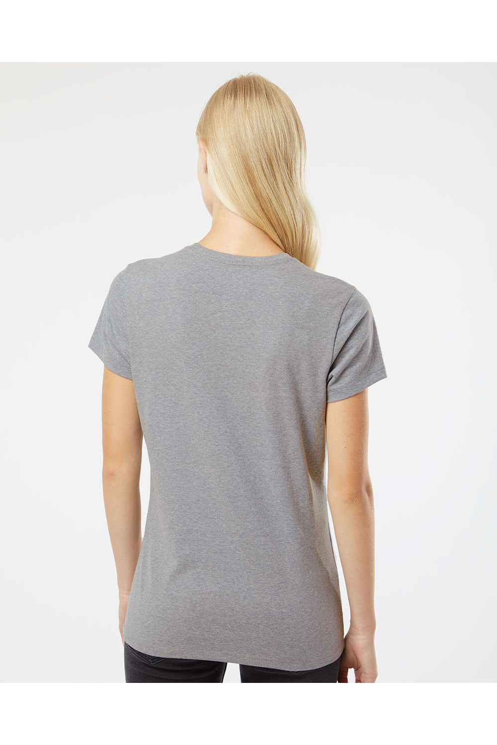 Kastlfel 2021 Womens RecycledSoft Short Sleeve Crewneck T-Shirt Steel Grey Model Back
