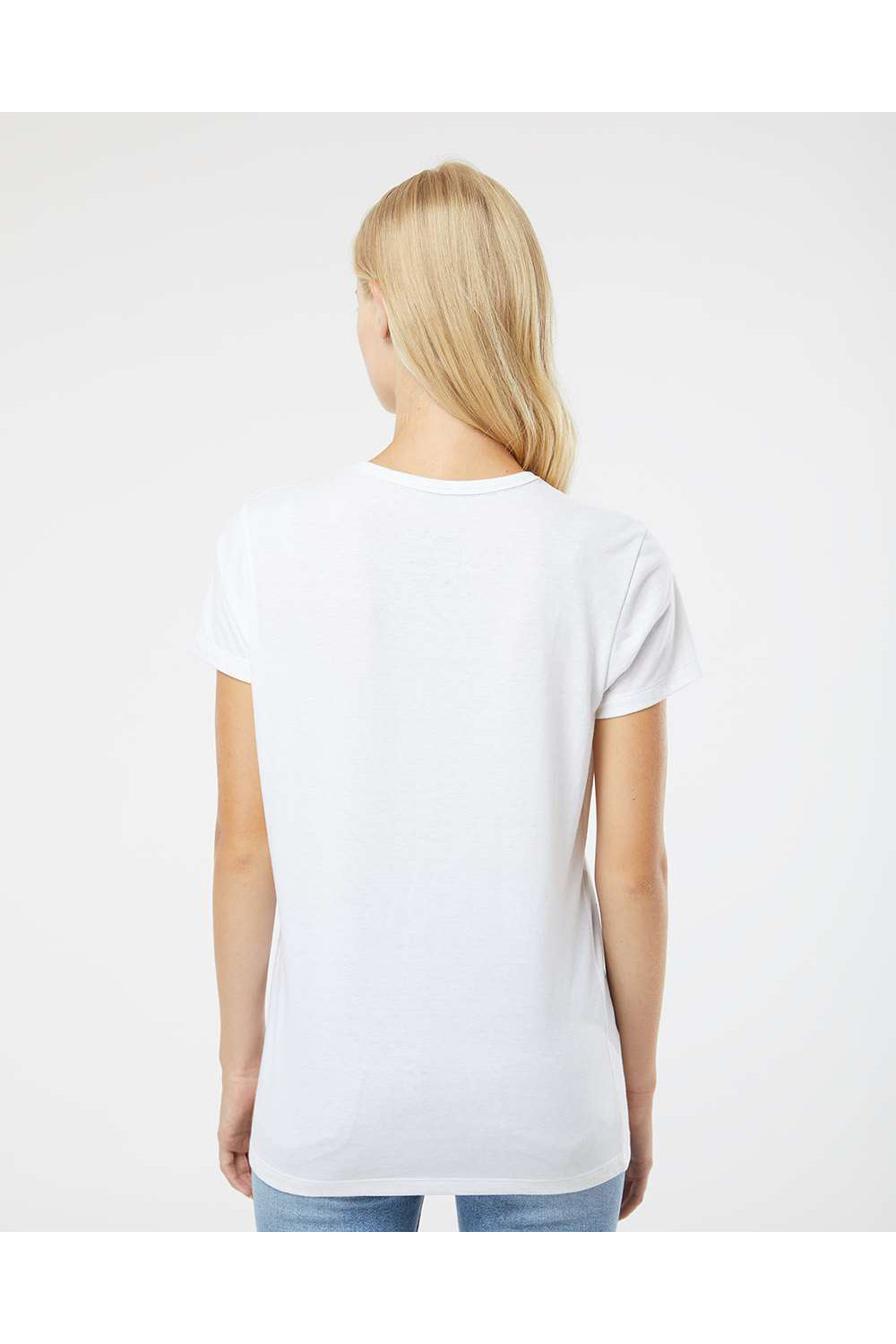 Kastlfel 2021 Womens RecycledSoft Short Sleeve Crewneck T-Shirt White Model Back