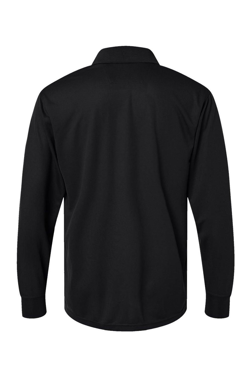 Paragon 110 Mens Prescott Moisture Wicking Long Sleeve Polo Shirt Black Flat Back