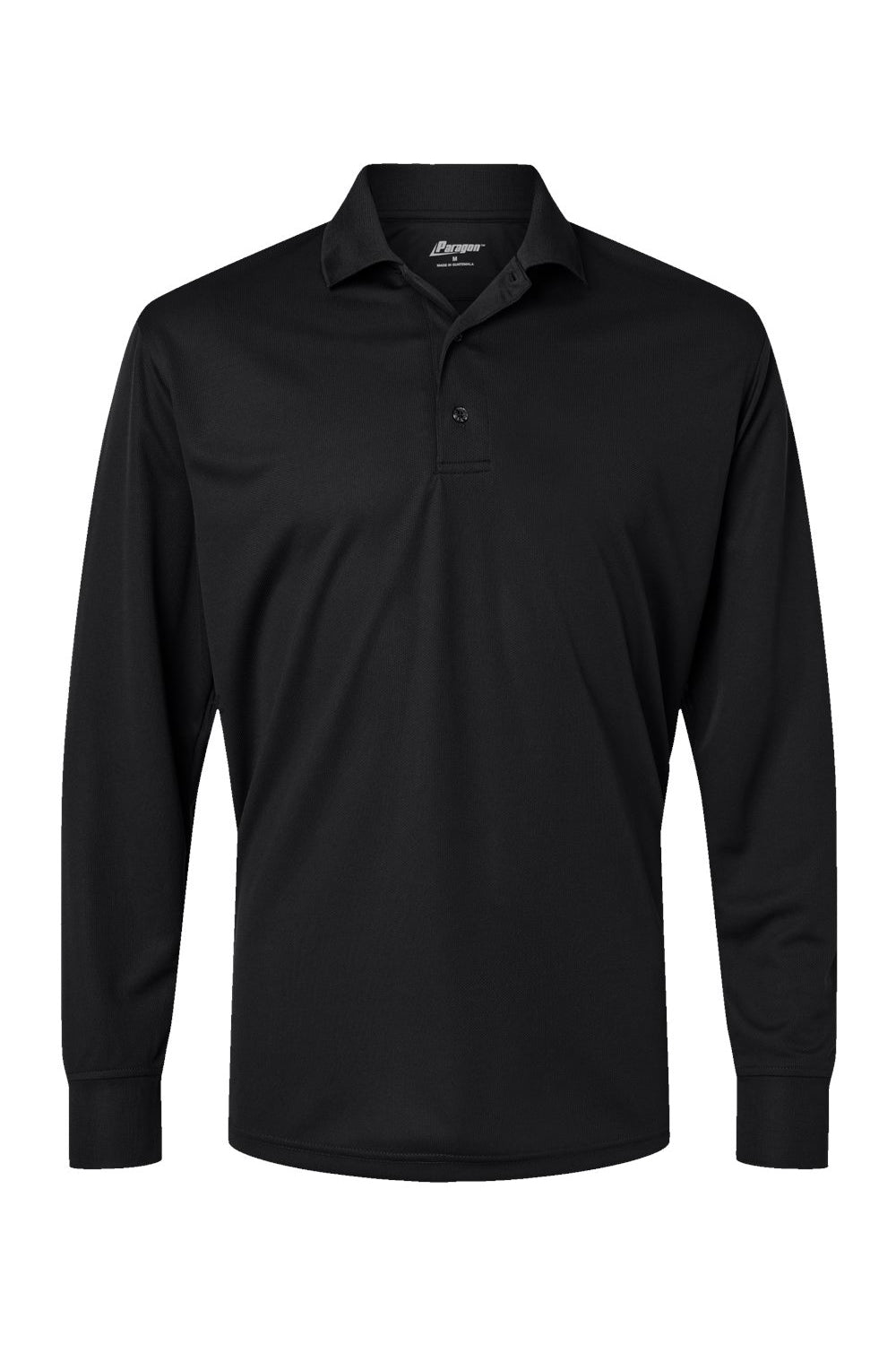Paragon 110 Mens Prescott Long Sleeve Polo Shirt Black Flat Front
