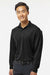 Paragon 110 Mens Prescott Moisture Wicking Long Sleeve Polo Shirt Black Model Front