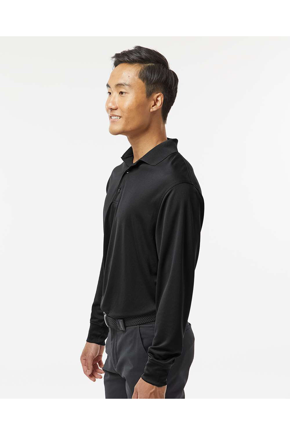 Paragon 110 Mens Prescott Long Sleeve Polo Shirt Black Model Side