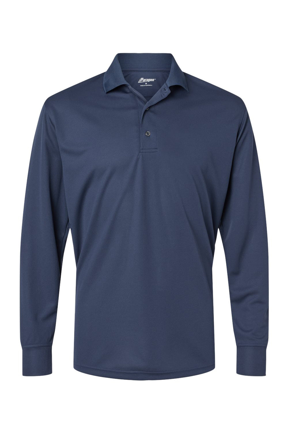 Paragon 110 Mens Prescott Moisture Wicking Long Sleeve Polo Shirt Navy Blue Flat Front