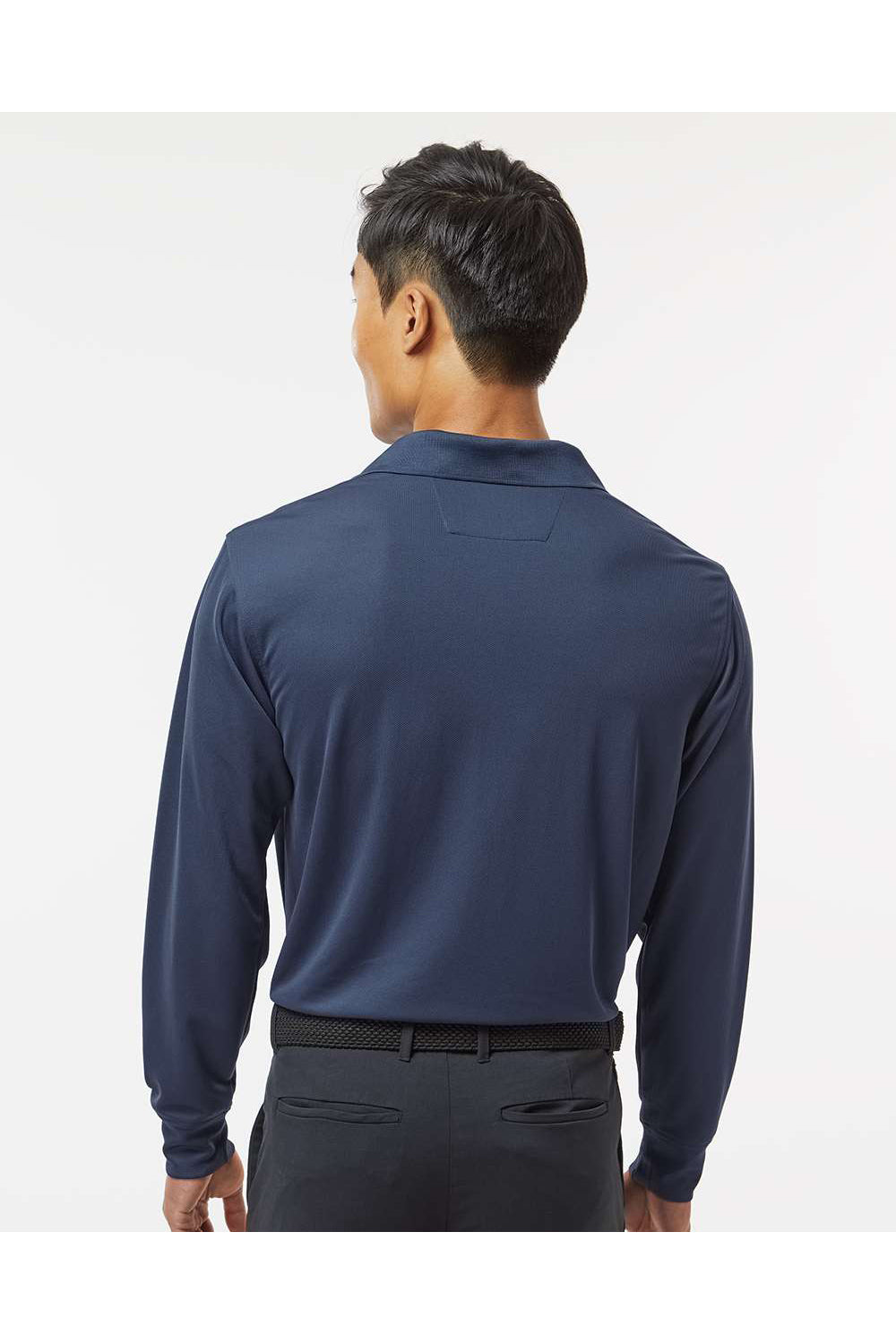 Paragon 110 Mens Prescott Long Sleeve Polo Shirt Navy Blue Model Back