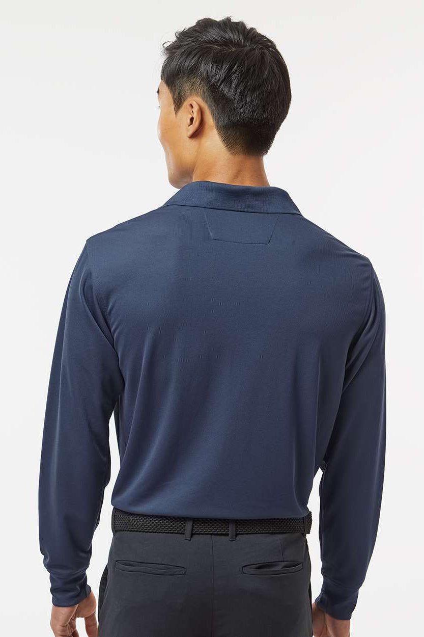 Paragon 110 Mens Prescott Moisture Wicking Long Sleeve Polo Shirt Navy Blue Model Back
