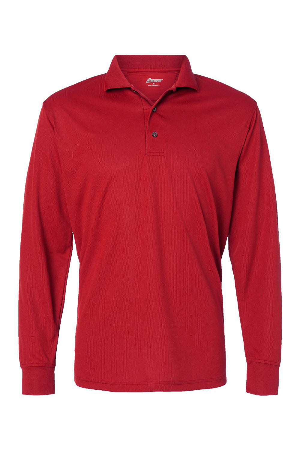 Paragon 110 Mens Prescott Moisture Wicking Long Sleeve Polo Shirt Red Flat Front