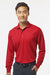 Paragon 110 Mens Prescott Moisture Wicking Long Sleeve Polo Shirt Red Model Front