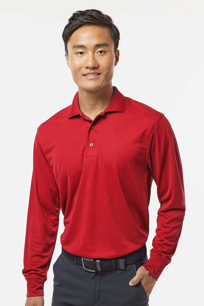 Paragon 110 Mens Prescott Moisture Wicking Long Sleeve Polo Shirt Red Model Front