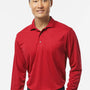 Paragon Mens Prescott Moisture Wicking Long Sleeve Polo Shirt - Red