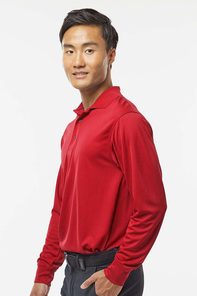 Paragon 110 Mens Prescott Moisture Wicking Long Sleeve Polo Shirt Red Model Side