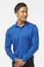 Paragon 110 Mens Prescott Moisture Wicking Long Sleeve Polo Shirt Royal Blue Model Front